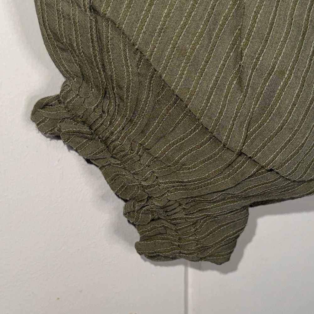 LOFT Olive Green Button-Down Blouse - Picture 4 of 5